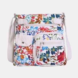Women Multicolor Printing Waterproof Multi-pocket Anti-theft Crossbody Bag Shoulder Bag