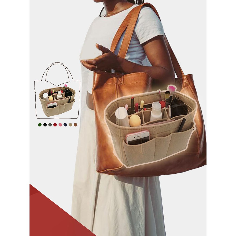 Women Multifunction Felt Cosmetic Bag Insert Organizer
