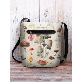 Women Mushroom Pattern Print Crossbody Bag Shoulder Bag