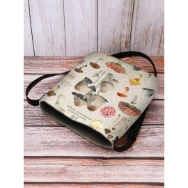 Women Mushroom Pattern Print Crossbody Bag Shoulder Bag