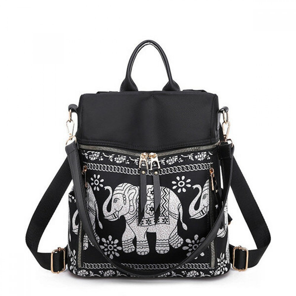 Women National Elephant Backpack PU Leather Shoulder Bag