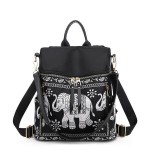 Women National Elephant Backpack PU Leather Shoulder Bag