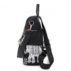 Women National Elephant Backpack PU Leather Shoulder Bag
