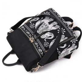 Women National Elephant Backpack PU Leather Shoulder Bag