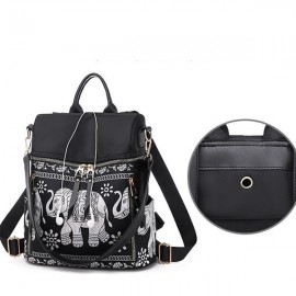 Women National Elephant Backpack PU Leather Shoulder Bag