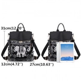 Women National Elephant Backpack PU Leather Shoulder Bag
