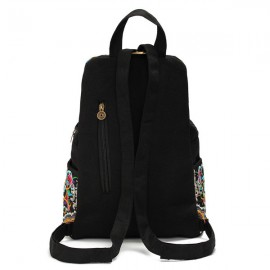 Women National Style Embroidery Zipper Creative Backpack Flower Bag Satchel