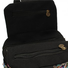 Women National Style Embroidery Zipper Creative Backpack Flower Bag Satchel