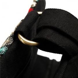 Women National Style Embroidery Zipper Creative Backpack Flower Bag Satchel