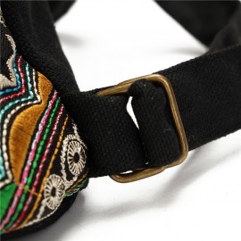 Women National Style Embroidery Zipper Creative Backpack Flower Bag Satchel