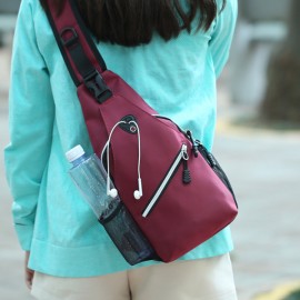 Women Newest Crossbody Bag Solid With Earphone Hole Chest Bag Shoulder Bag