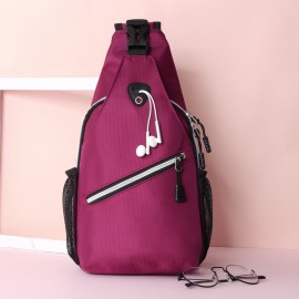 Women Newest Crossbody Bag Solid With Earphone Hole Chest Bag Shoulder Bag