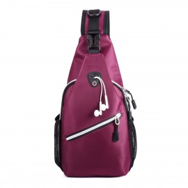 Women Newest Crossbody Bag Solid With Earphone Hole Chest Bag Shoulder Bag