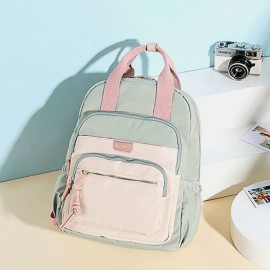 Women Nylon Waterproof Multifunction Bag Casual Patchwork Backpack