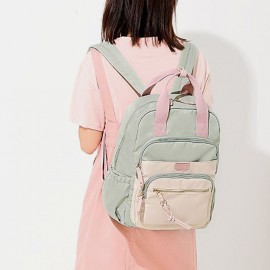 Women Nylon Waterproof Multifunction Bag Casual Patchwork Backpack