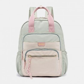 Women Nylon Waterproof Multifunction Bag Casual Patchwork Backpack