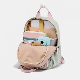 Women Nylon Waterproof Multifunction Bag Casual Patchwork Backpack