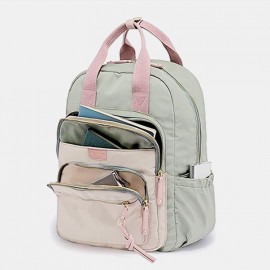 Women Nylon Waterproof Multifunction Bag Casual Patchwork Backpack
