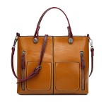 Women Oil Wax Leather Tote Bag Retro Shoulder Bags Handbags