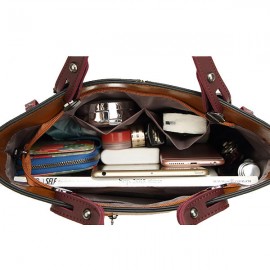 Women Oil Wax Leather Tote Bag Retro Shoulder Bags Handbags
