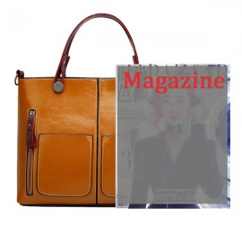 Women Oil Wax Leather Tote Bag Retro Shoulder Bags Handbags