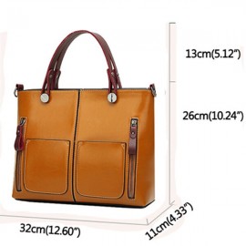 Women Oil Wax Leather Tote Bag Retro Shoulder Bags Handbags