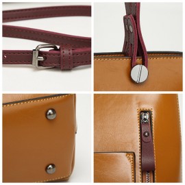 Women Oil Wax Leather Tote Bag Retro Shoulder Bags Handbags