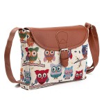 Women Owl Canvas Jacquard Crossbody Bag Cute Shoulder Bag
