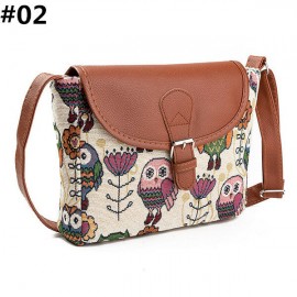 Women Owl Canvas Jacquard Crossbody Bag Cute Shoulder Bag