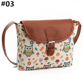 Women Owl Canvas Jacquard Crossbody Bag Cute Shoulder Bag
