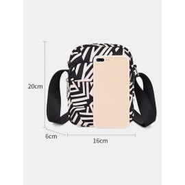 Women Oxford Calico Floral Leaf Letter Pattern Printed Crossbody Bag Shoulder Bag Phone Bag