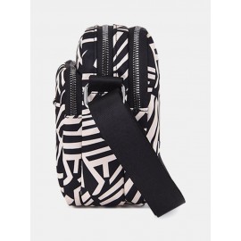 Women Oxford Calico Floral Leaf Letter Pattern Printed Crossbody Bag Shoulder Bag Phone Bag