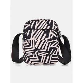Women Oxford Calico Floral Leaf Letter Pattern Printed Crossbody Bag Shoulder Bag Phone Bag