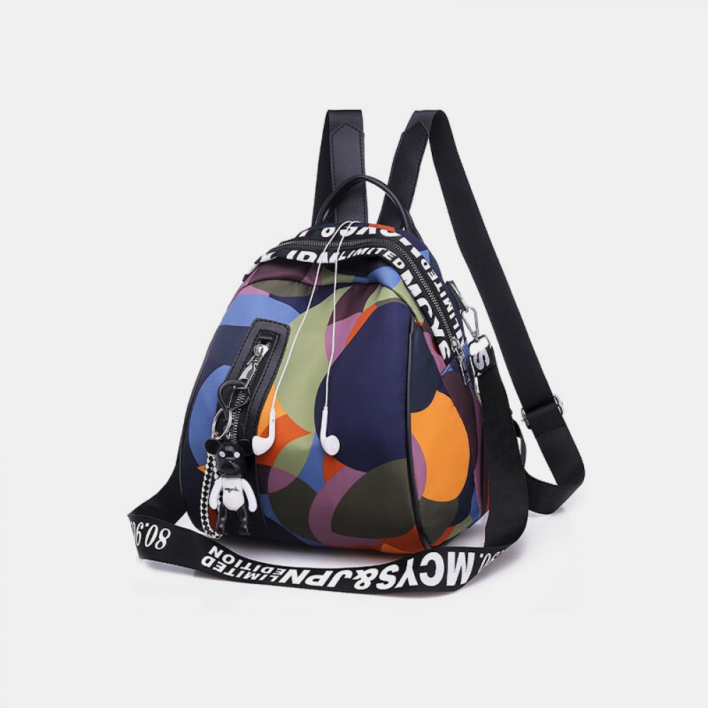 Women Oxford Earphone Hole Multi-carry Backpack Shoulder Bag