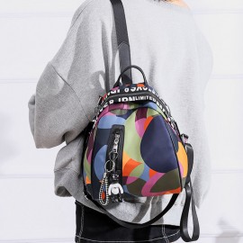 Women Oxford Earphone Hole Multi-carry Backpack Shoulder Bag