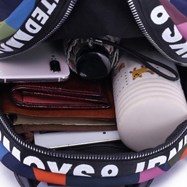 Women Oxford Earphone Hole Multi-carry Backpack Shoulder Bag