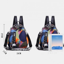 Women Oxford Earphone Hole Multi-carry Backpack Shoulder Bag