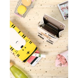 Women PU Leather Cute Cow Tiger Crossbody Bag Casual Phone Purse