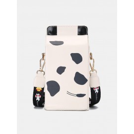 Women PU Leather Cute Cow Tiger Crossbody Bag Casual Phone Purse
