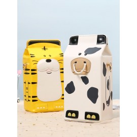 Women PU Leather Cute Cow Tiger Crossbody Bag Casual Phone Purse