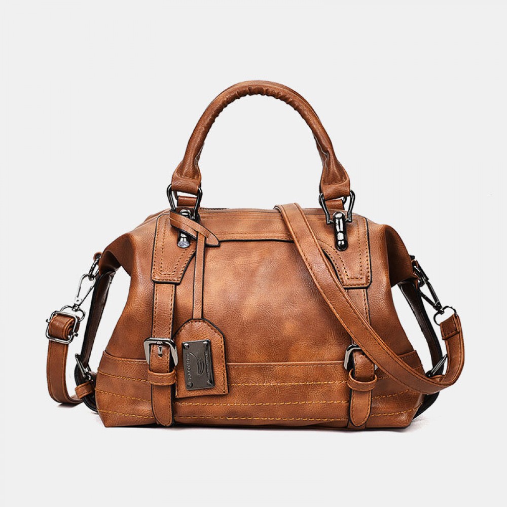 Women PU Leather Handbag Crossbody Bag Solid Shoulder Bag