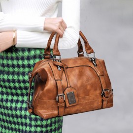 Women PU Leather Handbag Crossbody Bag Solid Shoulder Bag