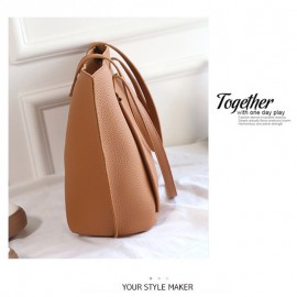 Women PU Leather Handbag Set 4 Pcs Solid Tote Bag