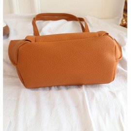 Women PU Leather Handbag Set 4 Pcs Solid Tote Bag
