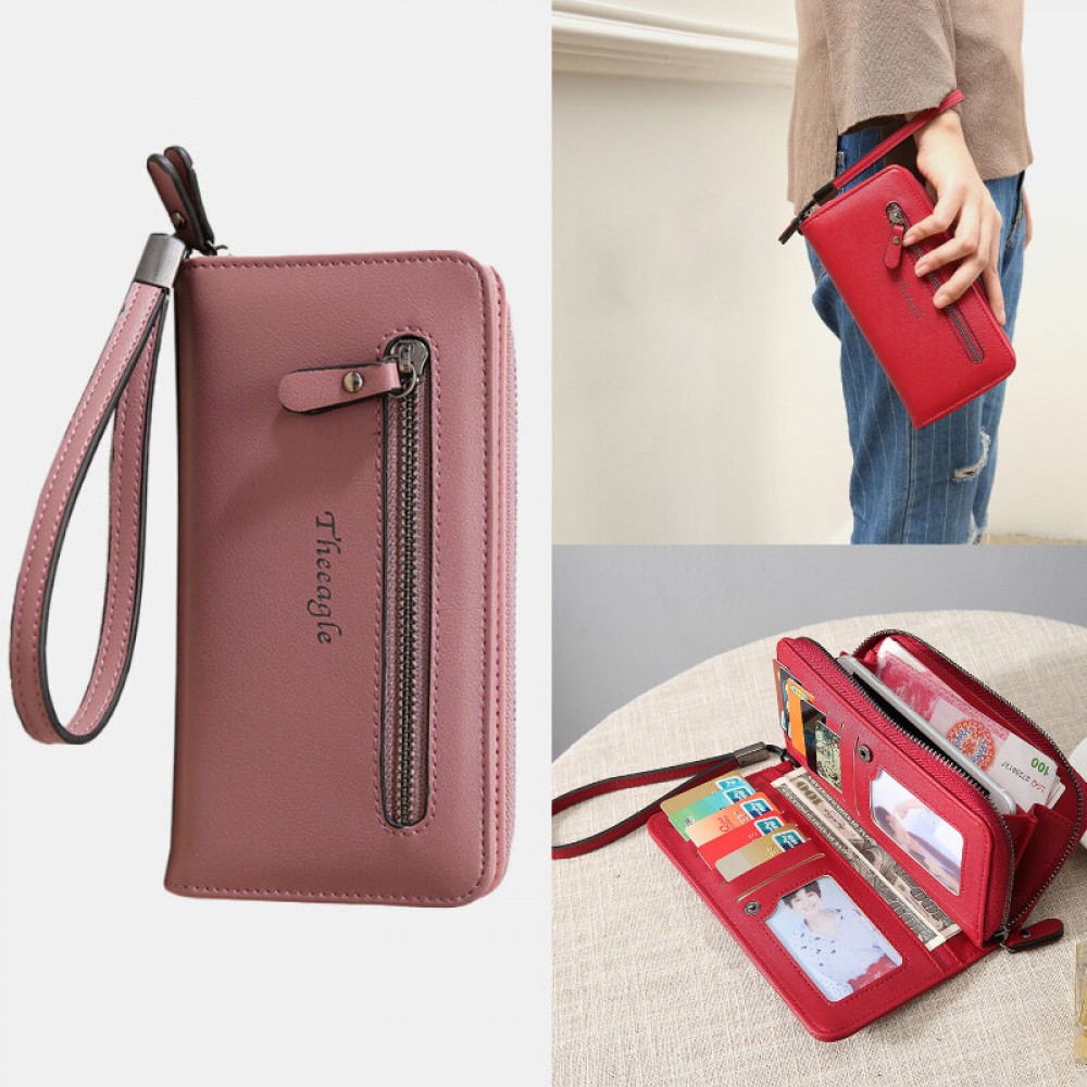 Women PU Leather Multi-card Slot Photo Card 6.3 inch Phone Bag Money Clip Wallet Purse