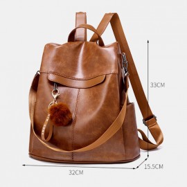 Women PU Leather Solid Casual Anti theft Backpack Shoulder Bag