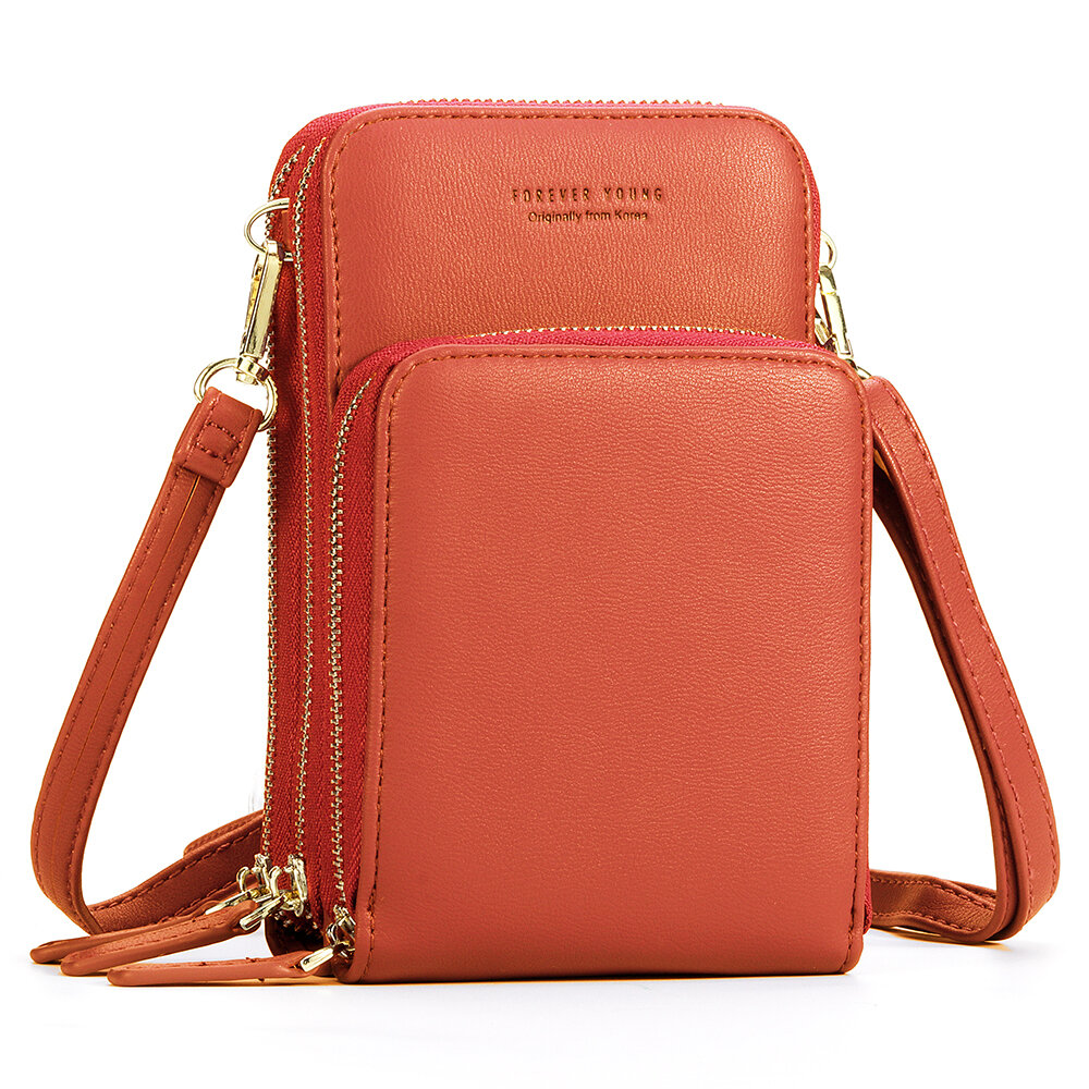 Women PU leather Clutch Bag Card Bag Large Capacity Multi-Pocket Crossbody Phone Bag