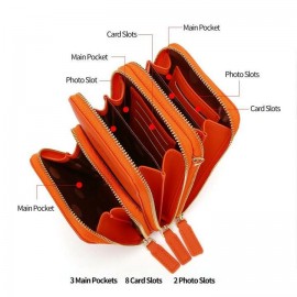 Women PU leather Clutch Bag Card Bag Large Capacity Multi-Pocket Crossbody Phone Bag
