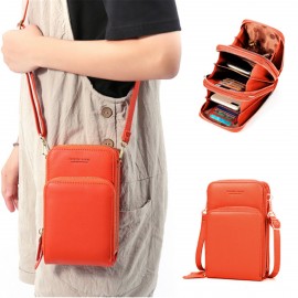 Women PU leather Clutch Bag Card Bag Large Capacity Multi-Pocket Crossbody Phone Bag