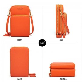 Women PU leather Clutch Bag Card Bag Large Capacity Multi-Pocket Crossbody Phone Bag